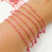 Gold Plated Enamel Sterling Silver Pink Enamel Chain
